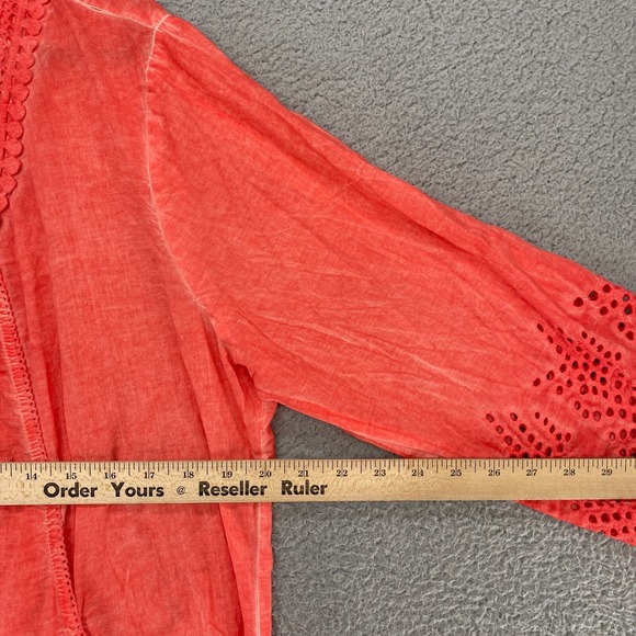 Parsley & Sage Top Womens 2X Lace Coral Pink Tunic Artsy Beachy Popover - Picture 6 of 12